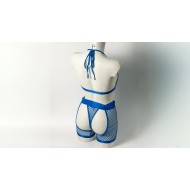 Ophelia's Dream Lingerie - Fishnet set bra-crotchless shorts blue