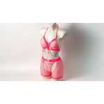 Ophelia's Dream Lingerie - Fishnet set bra-crotchless shorts pink
