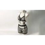 Ophelia's Dream Lingerie - Fishnet set bra-crotchless shorts black