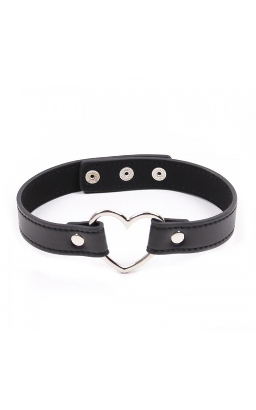 Collar with Heart Shaped Hoop Adjustable 41,5 cm Black	