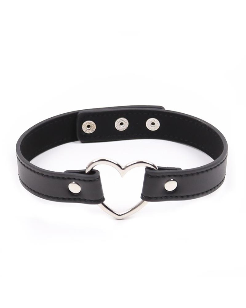 Collar with Heart Shaped Hoop Adjustable 41,5 cm Black	