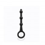 Elmer Beaded Butt Plug with Easy Pull Ring Silicone Black