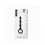 Elmer Beaded Butt Plug with Easy Pull Ring Silicone Black