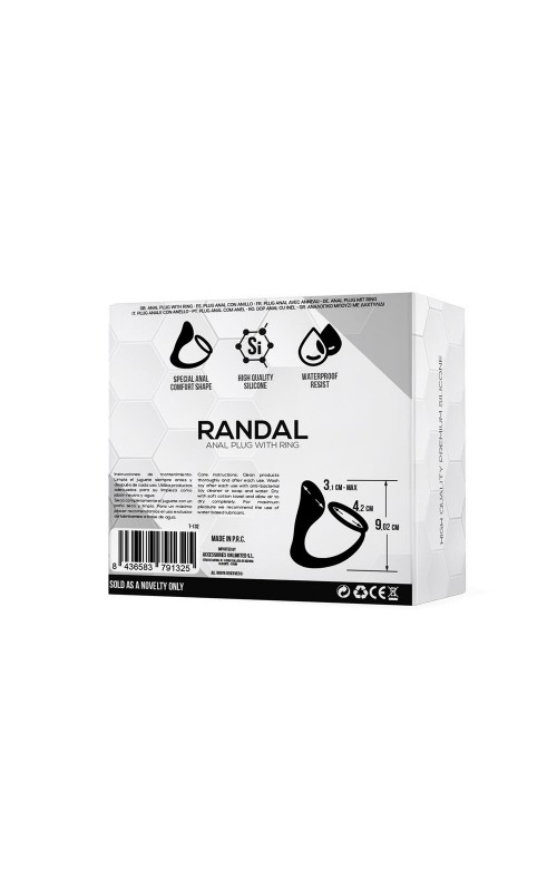 Randal Butt Plug with Penis Ring Silicone Black