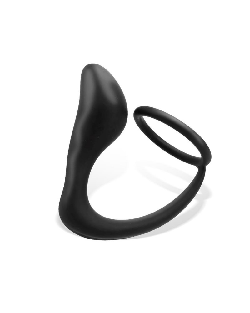 Randal Butt Plug with Penis Ring Silicone Black