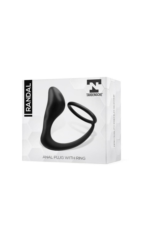 Randal Butt Plug with Penis Ring Silicone Black