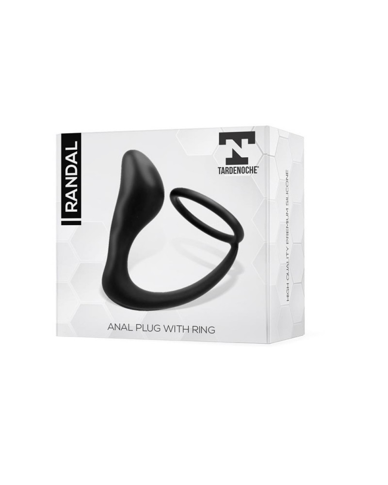 Randal Butt Plug with Penis Ring Silicone Black
