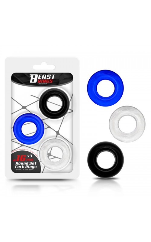 Set of 3 Penis Ring 3 Colors 1.6 cm	