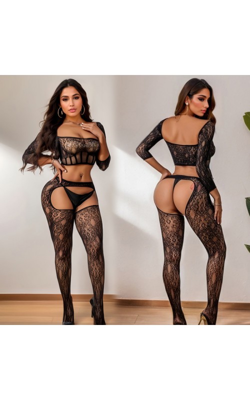 Ophelia's Dream Lingerie - Set top and crotchless tights