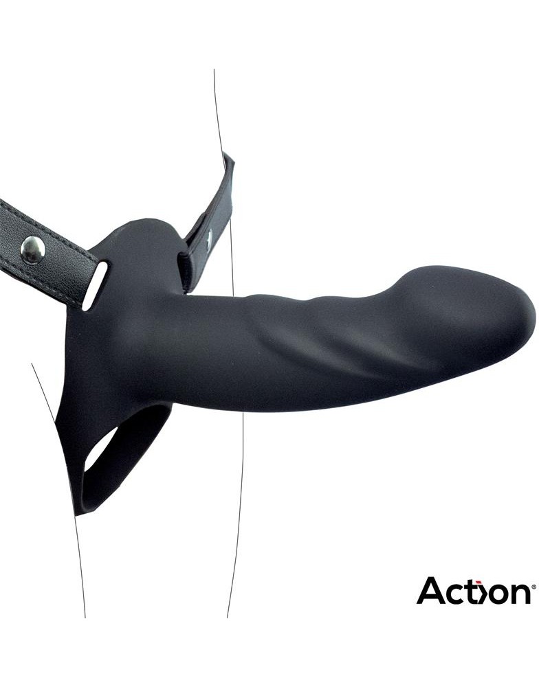 Strap-On with Hollow Dildo Premium Silicone Size L Black	
