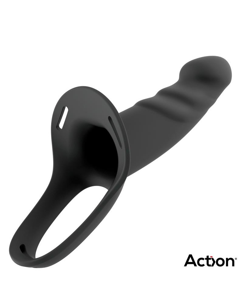 Strap-On with Hollow Dildo Premium Silicone Size L Black	