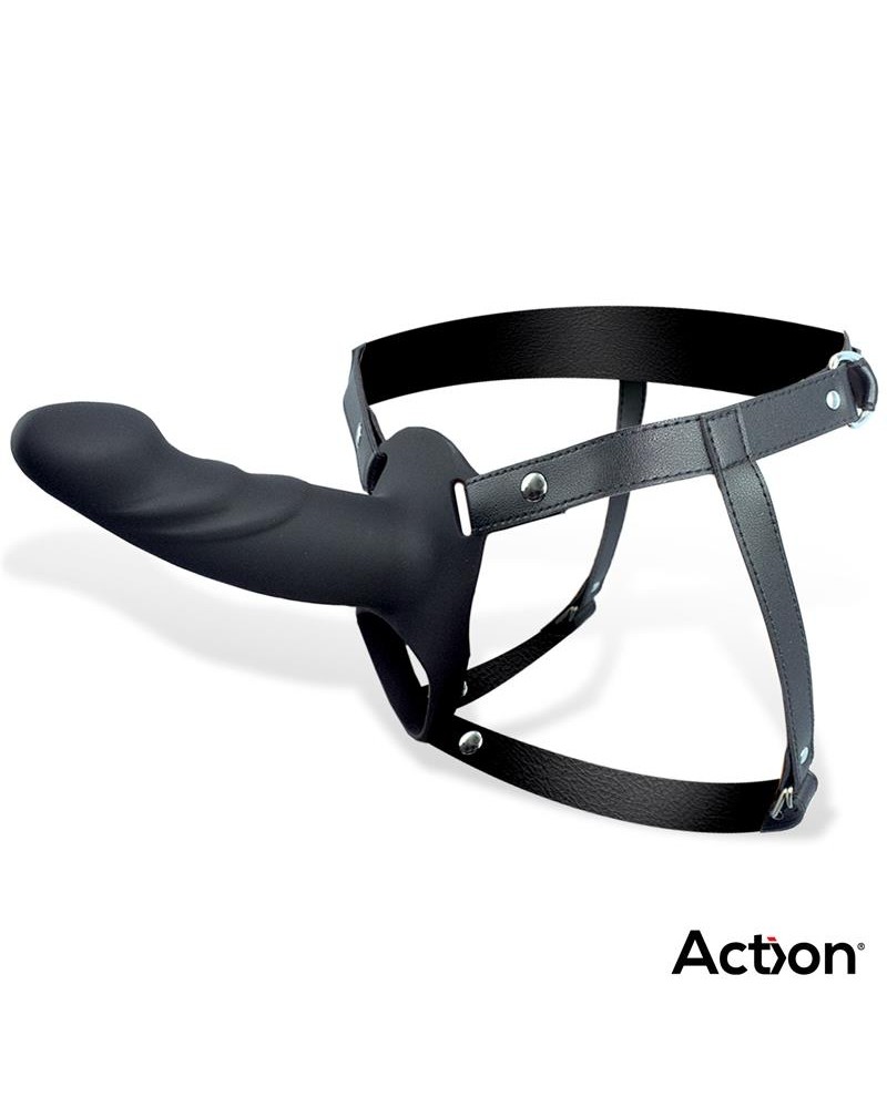 Strap-On with Hollow Dildo Premium Silicone Size L Black	