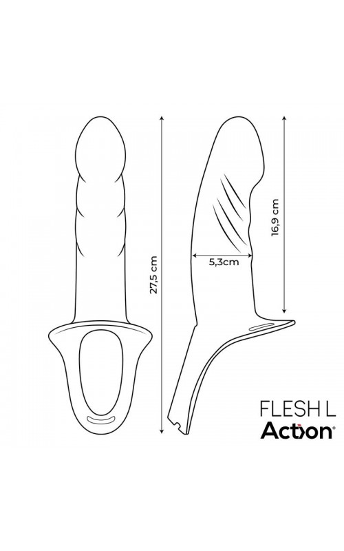 Strap-On with Hollow Dildo Premium Silicone Size L Flesh