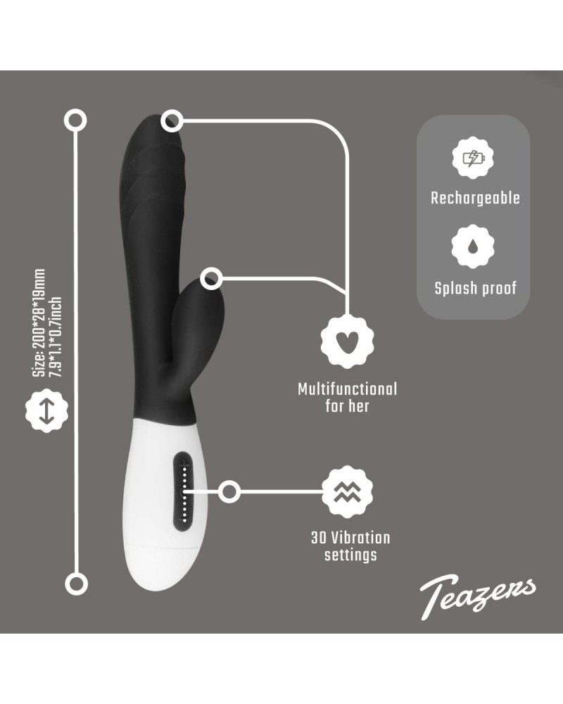 Teazers Rabbit Vibrator - Black Teazers Rabbit Vibrator - Black