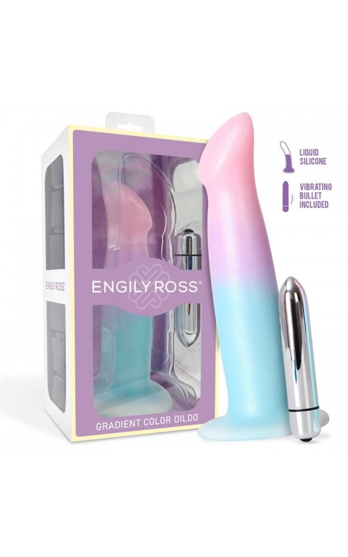 Dildo Dildo with Vibration and Suction Cup Gradient Colour 17 cm