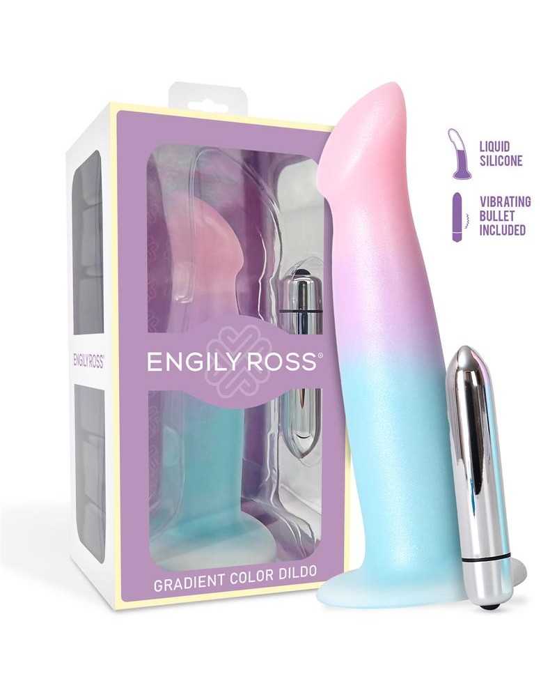 Dildo Dildo with Vibration and Suction Cup Gradient Colour 17 cm