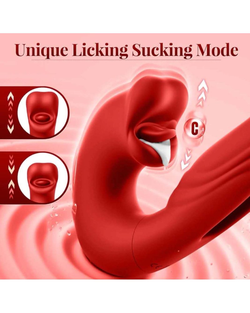 Ophelia's Dream Toys - Red lips & tongue licking vibrator