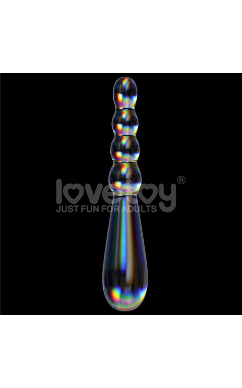 Glow in the Dark Glass Dildo Twilight Gleam Rising Ripples