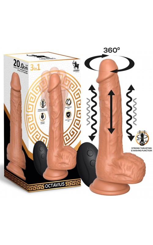 Octavius Dildo with Thrusting, 360º Waving and Vibrating 7.8" - 20 cm