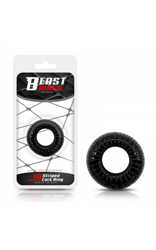 Cock Ring Super Flexible and Resistant Striped 1.9 cm Black	