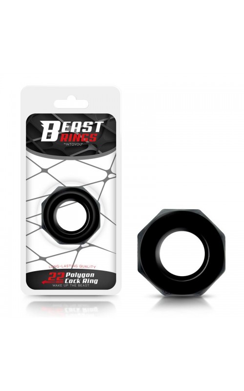 Cock Ring Super Flexible Polygonal 2.2 cm Black	