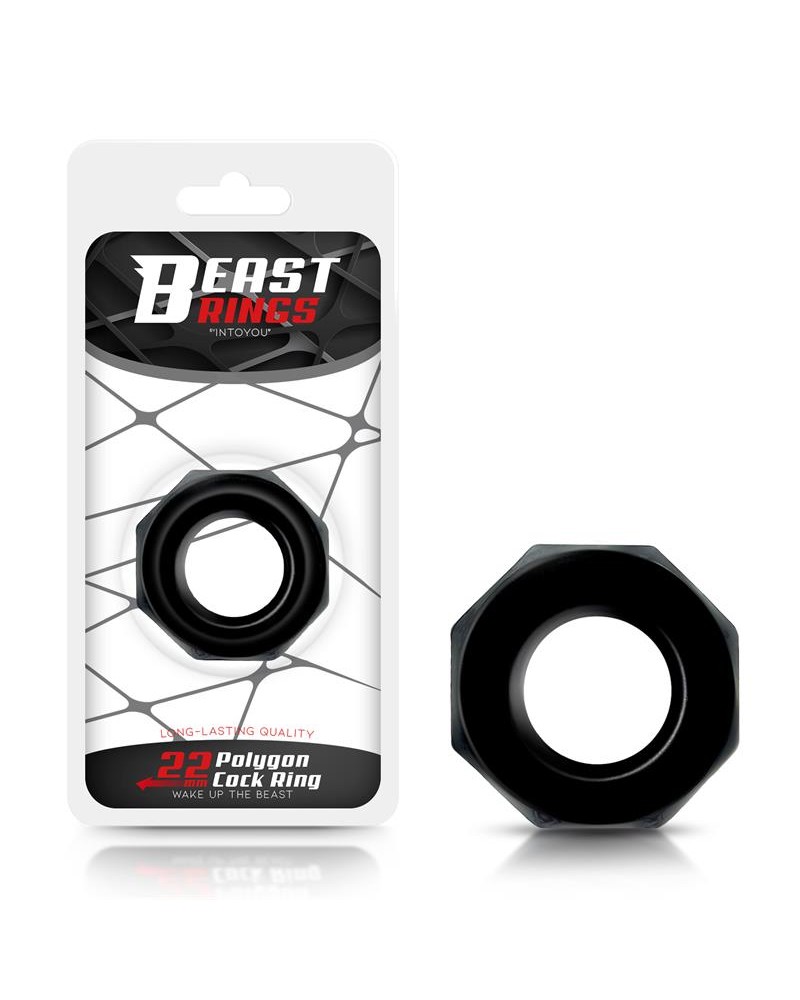 Cock Ring Super Flexible Polygonal 2.2 cm Black	