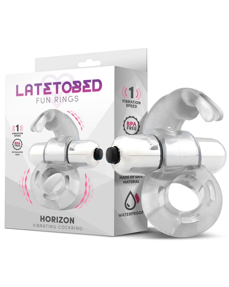 Horizon Vibrating Penis Ring with Rabbit Clear Horizon Vibrating Penis Ring with Rabbit Clear