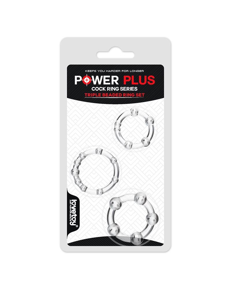 Pack of 3 Penis Ring Power Plus Triple Clear	