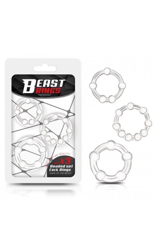 Set of 3 Penis Ring Beaded Flexibles Clear	