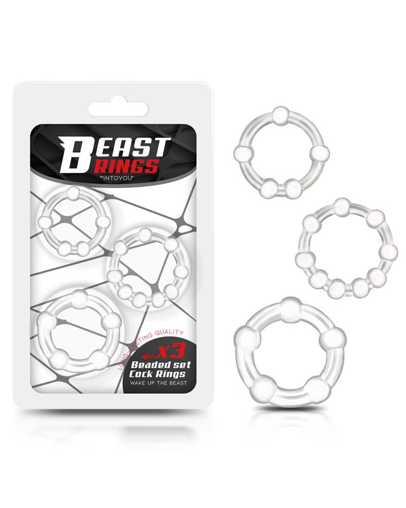 Set of 3 Penis Ring Beaded Flexibles Clear Set of 3 Penis Ring Beaded Flexibles Clear