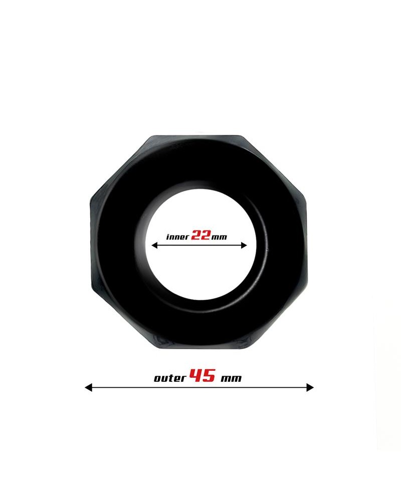 Cock Ring Super Flexible Polygonal 2.2 cm Black	