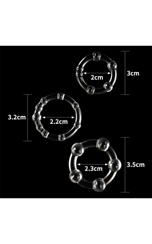 Pack of 3 Penis Ring Power Plus Triple Clear	