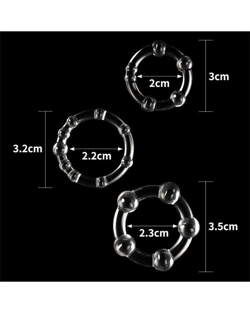 Pack of 3 Penis Ring Power Plus Triple Clear	