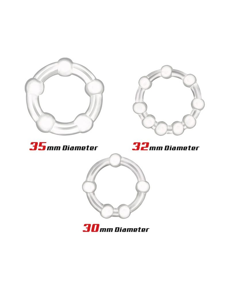 Set of 3 Penis Ring Beaded Flexibles Clear Set of 3 Penis Ring Beaded Flexibles Clear