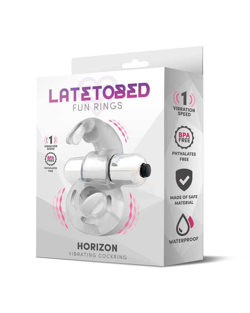 Horizon Vibrating Penis Ring with Rabbit Clear Horizon Vibrating Penis Ring with Rabbit Clear