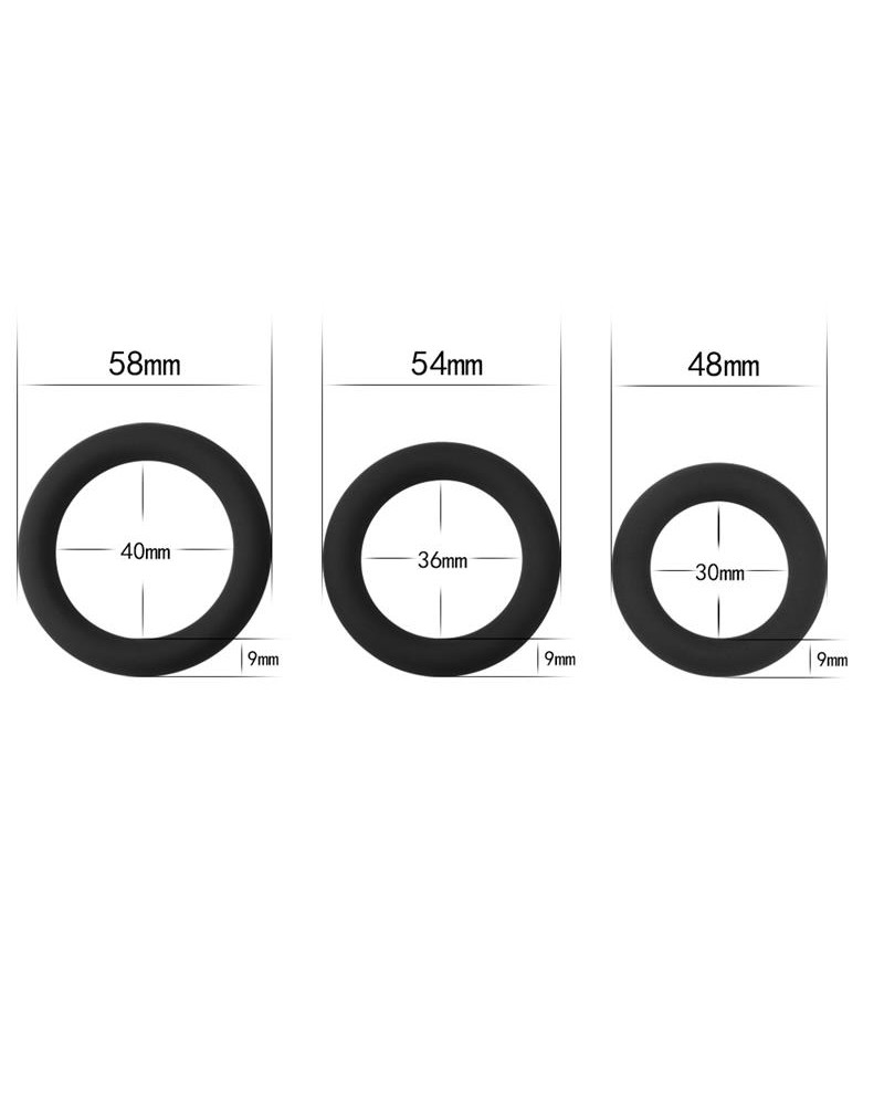 Pack of 3 Penis Ring Power Plus Black