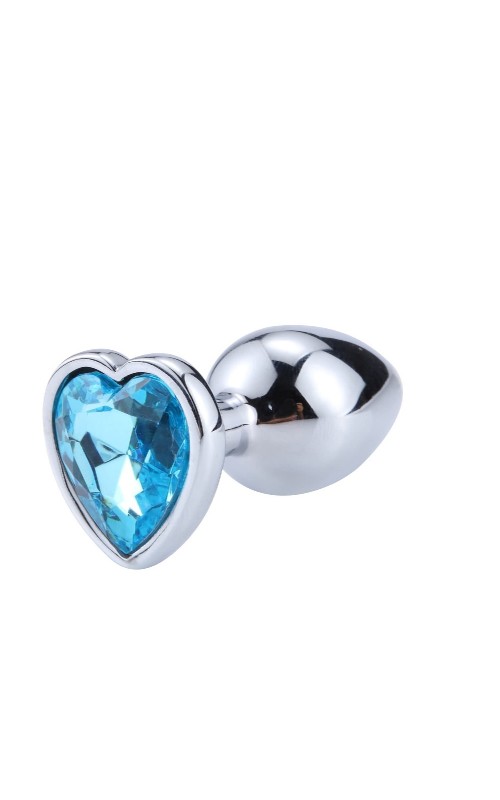 Ophelia's Dream Toys - Heart Anal Plug Aqua Blue Rhinestone - Small