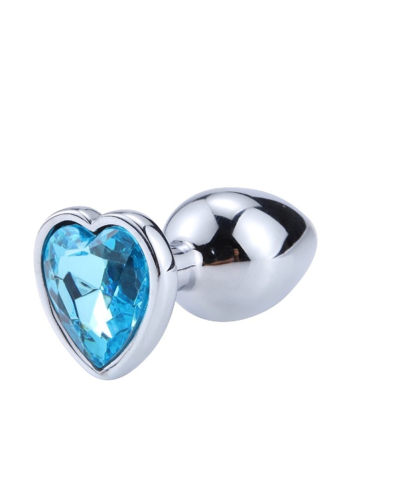 Ophelia's Dream Toys - Heart Anal Plug Aqua Blue Rhinestone - Small