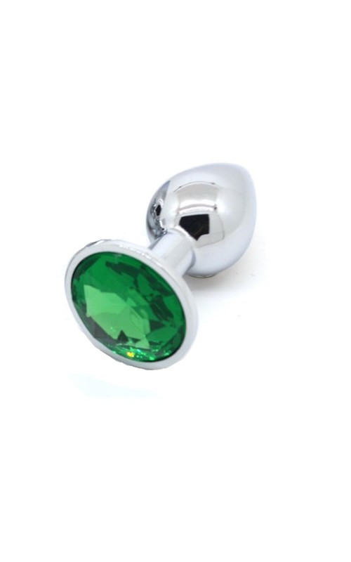 Ophelia's Dream Toys - Metal Anal Plug Green Rhinestone- Small