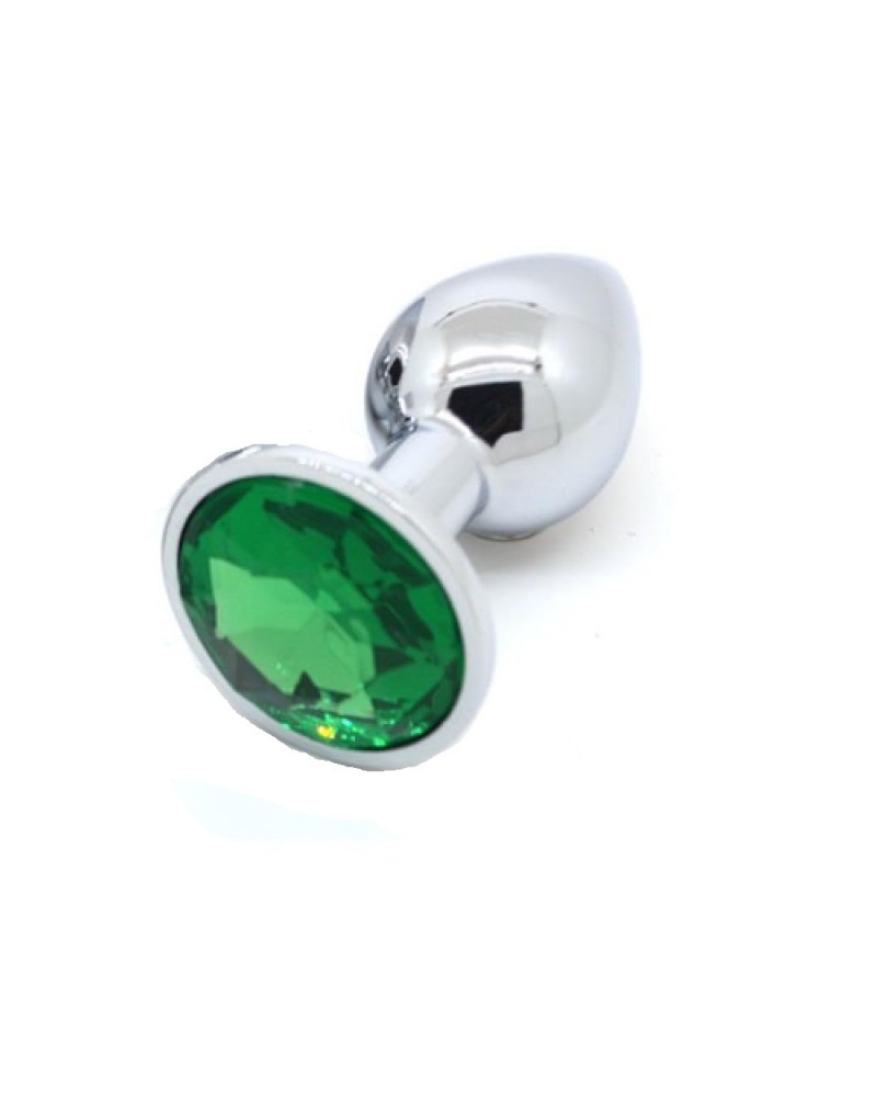 Ophelia's Dream Toys - Metal Anal Plug Green Rhinestone- Small