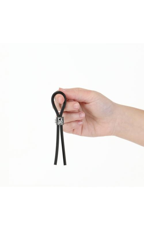 Tether Adjustable Silicone Cock Ring - Black