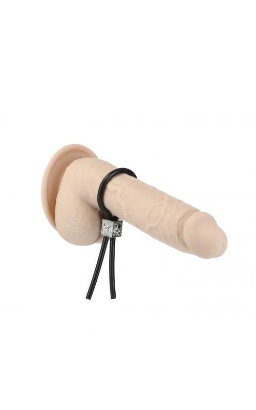 Tether Adjustable Silicone Cock Ring - Black