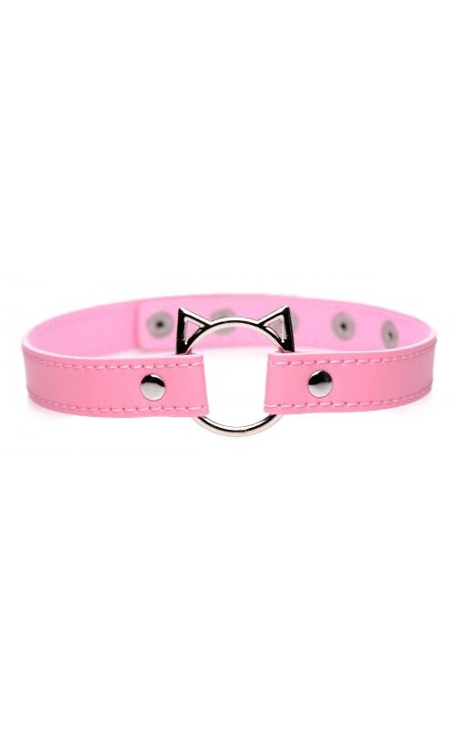 Kinky Kitty Ring Slim Choker - Pink
