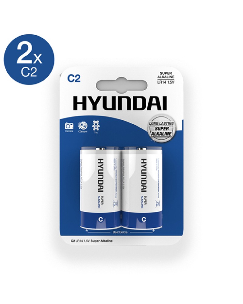 Super Alkaline C Batteries - 2 pcs