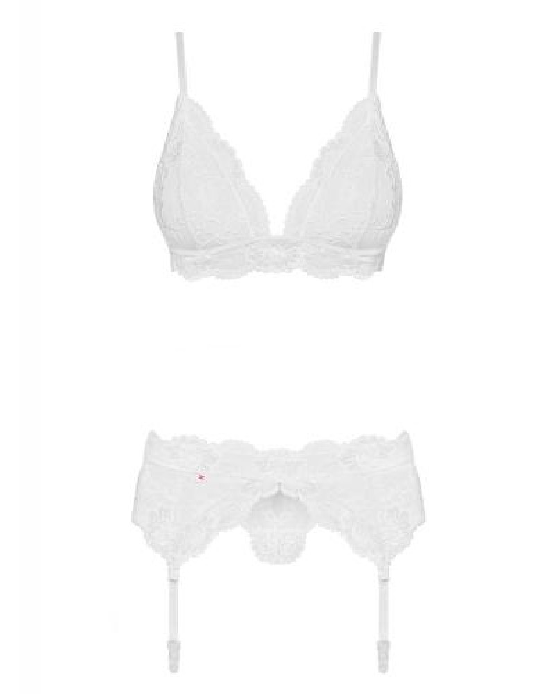 3-Piece Lace Garter Set - White