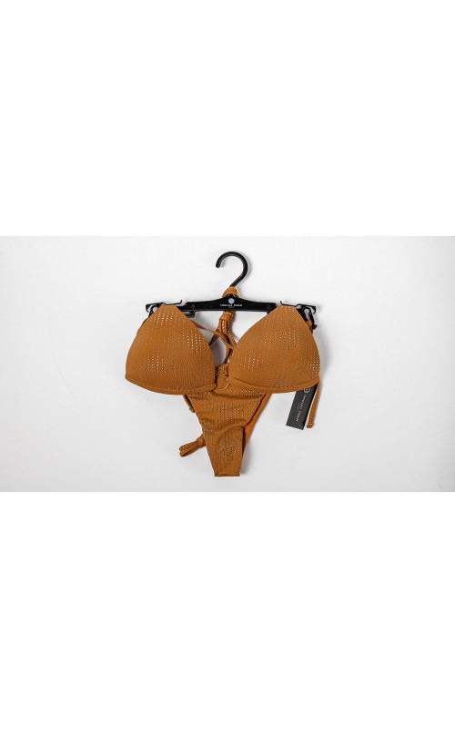 Ophelia's Dream Lingerie- Brown Bikini Set Silver Textured Dots Ophelia's Dream Lingerie- Brown Bikini Set Silver Textured Dots