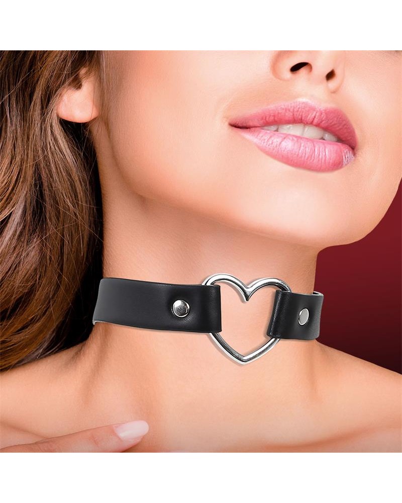 CINDERELLA COLLAR WITH HEART CHOKER STILE VEGAN LETHER ONE SIZE