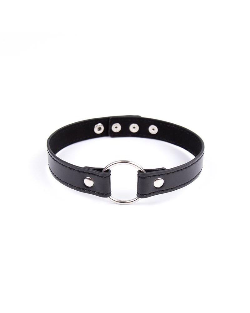 LATETOBED BDSM LINE COLLAR WITH HOOP ADJUSTABLE 38,2 CM BLACK