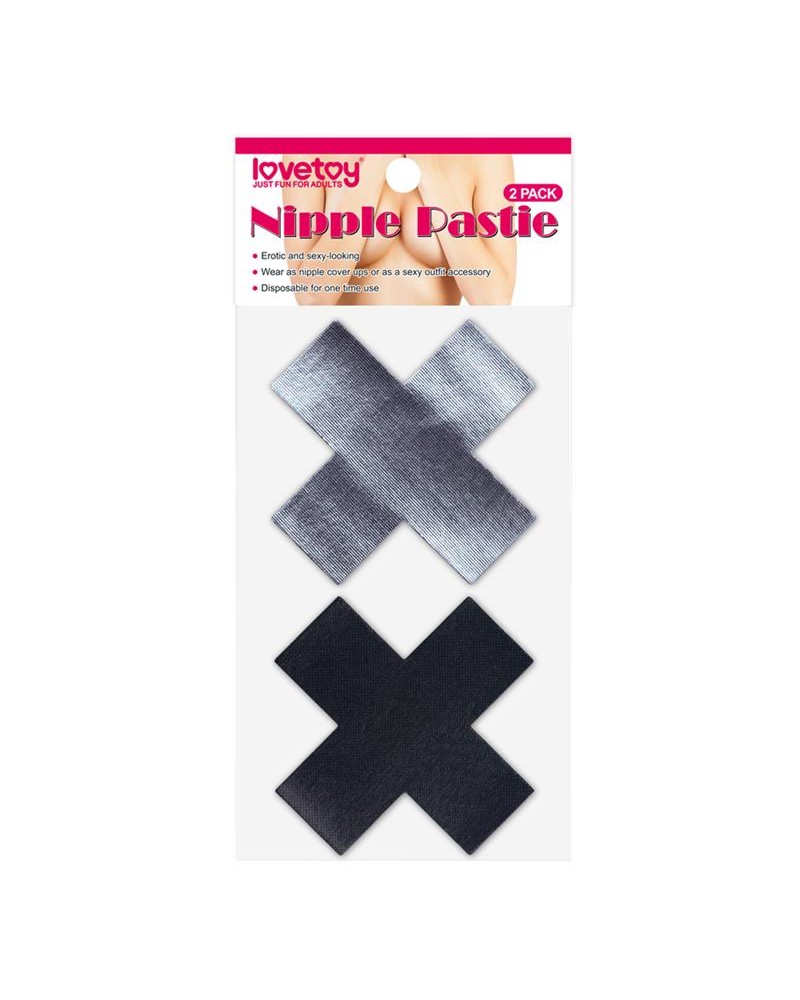 LOVETOY PACK NIPPLE COVERS CROSS BLACK AND GREY