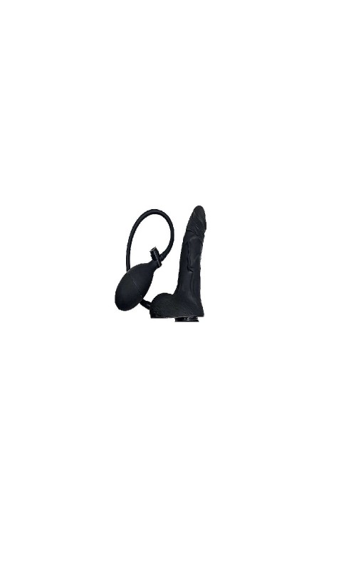 Ophelia's Dream Toys- Black Realistic Inflatable Male Dildo with Suction Cup Base & Hand Pump